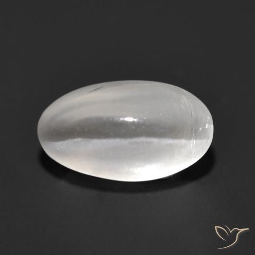 Sillimanite œil de chat Blanc naturelle ovale, 1.37 ct, Transparent