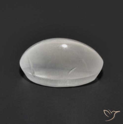 Sillimanite œil de chat Blanc naturelle ovale, 1.37 ct, Transparent