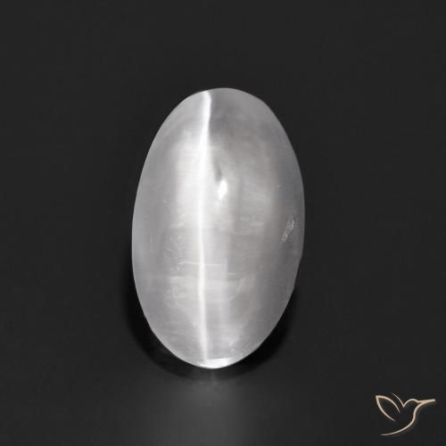 0.94ct Naturel Gris très clair Sillimanite œil de chat, ovale, Transparent