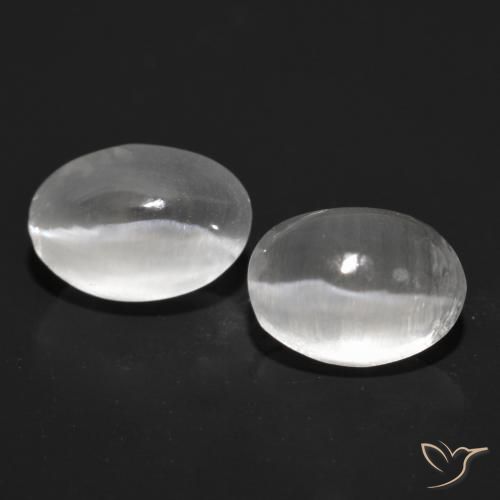 2.52ctw Naturel Gris très clair Sillimanite œil de chat, ovale, Transparent
