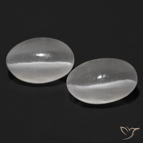 2.25ctw Naturel Gris très clair Oeil de chat Sillimanite, ovale, Translucide