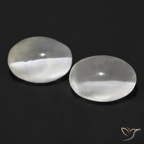 2.75ctw Naturel Gris très clair Sillimanite œil de chat, ovale, Transparent
