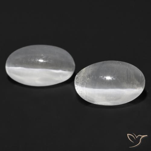 1.55ctw Naturel Gris très clair Sillimanite œil de chat, ovale, Transparent