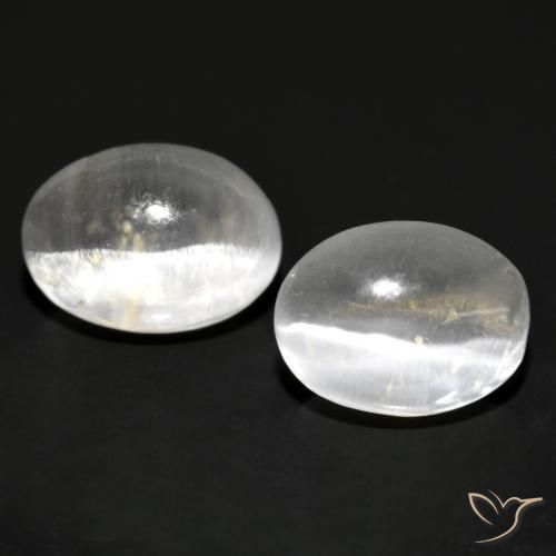 2.29ctw Naturel Gris très clair Sillimanite œil de chat, ovale, Transparent