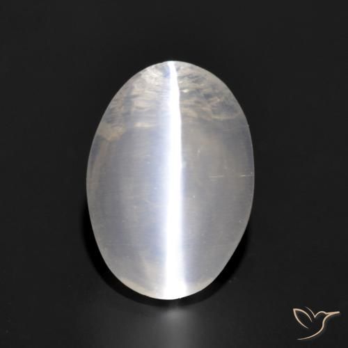 1.24ct Naturel Gris très clair Sillimanite œil de chat, ovale, Transparent