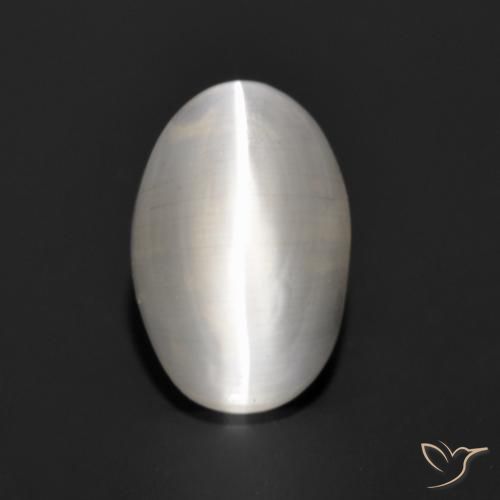 1.14ct Naturel Gris très clair Sillimanite œil de chat, ovale, Translucide