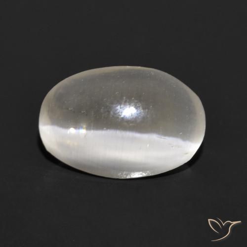 1.11ct Naturel Gris très clair Sillimanite œil de chat, ovale, Translucide