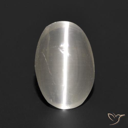 Sillimanite œil de chat Gris très clair naturelle ovale, 1.11 ct, Translucide
