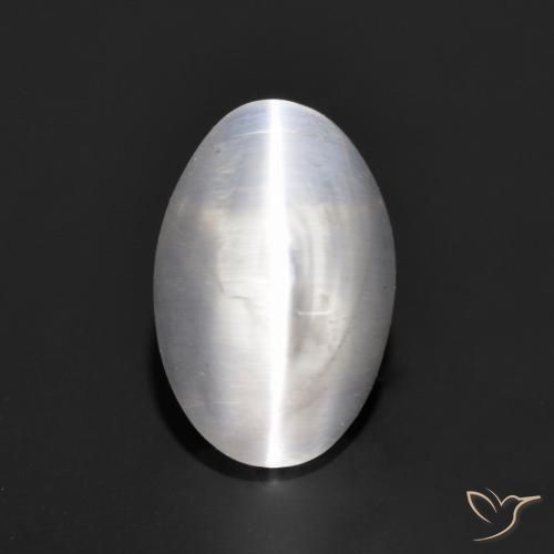 1.24ct Naturel Gris très clair Sillimanite œil de chat, ovale, Transparent