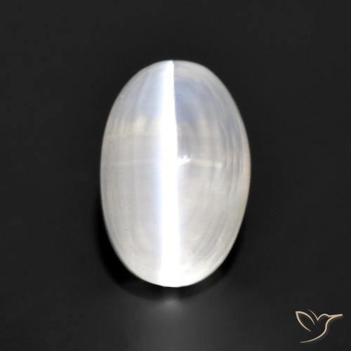 1.38ct Naturel Gris très clair Sillimanite œil de chat, ovale, Transparent