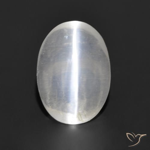 1.13ct Naturel Gris très clair Sillimanite œil de chat, ovale, Transparent