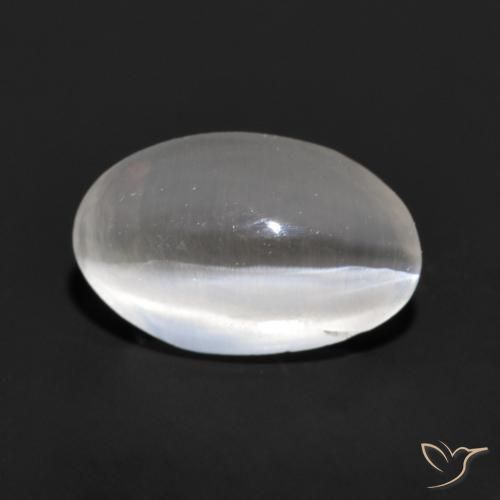 1.19ct Naturel Gris très clair Sillimanite œil de chat, ovale, Transparent