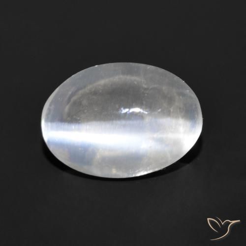 1.06ct Naturel Gris très clair Sillimanite œil de chat, ovale, Transparent