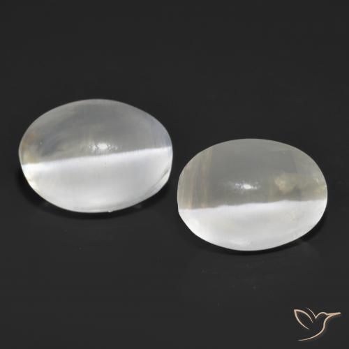 2.69ctw Naturel Gris très clair Sillimanite œil de chat, ovale, Transparent