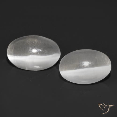 1.15ctw Naturel Gris très clair Sillimanite œil de chat, ovale, Transparent
