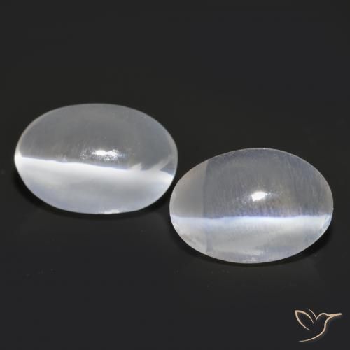 2.06ctw Naturel Blanc Oeil de chat Sillimanite, ovale, Transparent