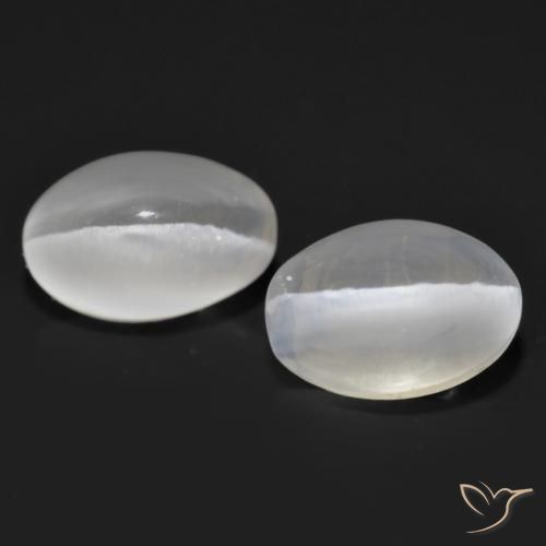 2.43ctw Naturel Blanc Sillimanite œil de chat, ovale, Transparent