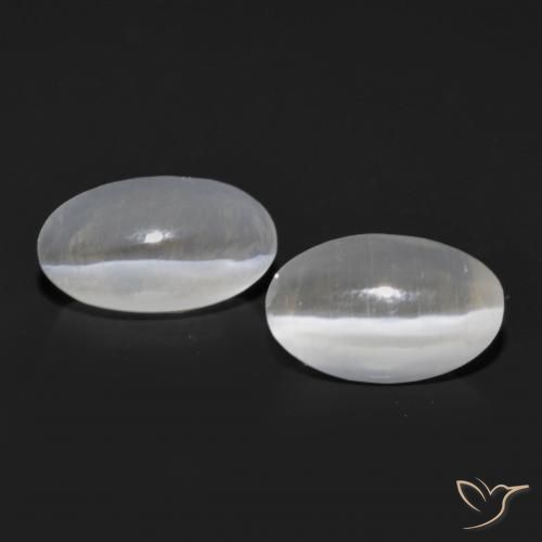 1.36ctw Naturel Blanc Sillimanite œil de chat, ovale, Transparent