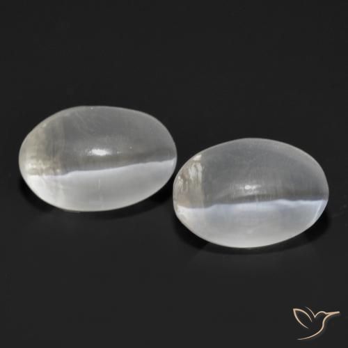 2.32ctw Naturel Blanc Sillimanite œil de chat, ovale, Transparent