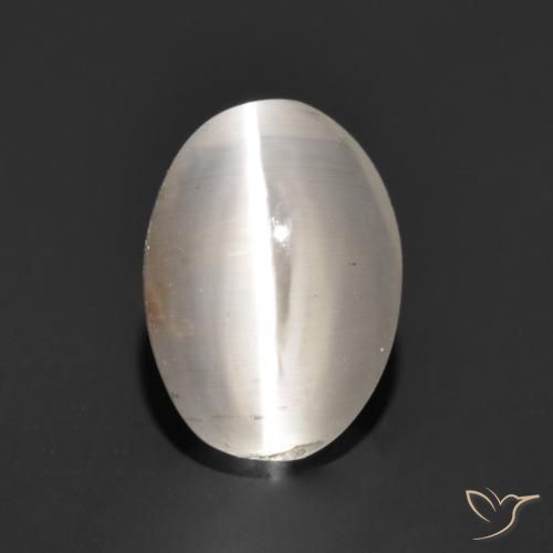 1.24ct Naturel Gris très clair Sillimanite œil de chat, ovale, Translucide
