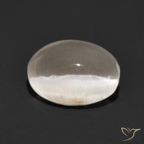 Sillimanite œil de chat Gris très clair naturelle ovale, 1.24 ct, Translucide