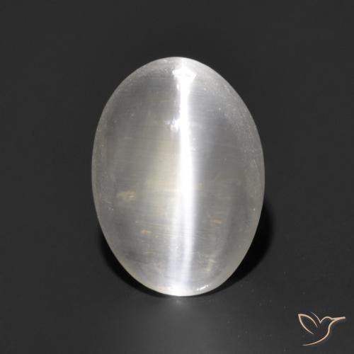 1.17ct Naturel Gris très clair Sillimanite œil de chat, ovale, Transparent