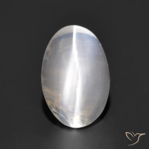 1.17ct Naturel Gris très clair Sillimanite œil de chat, ovale, Transparent