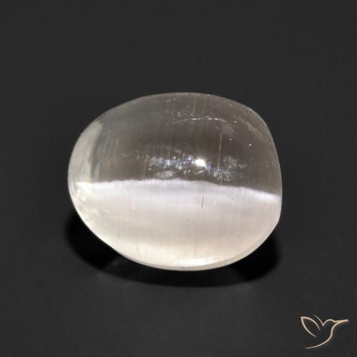 Sillimanite œil de chat Gris très clair naturelle ovale, 1.49 ct, Translucide