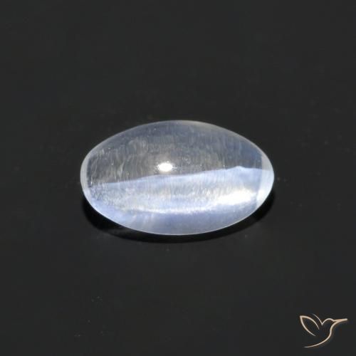 0.70ct Naturel Blanc clair Sillimanite œil de chat, ovale, Transparent