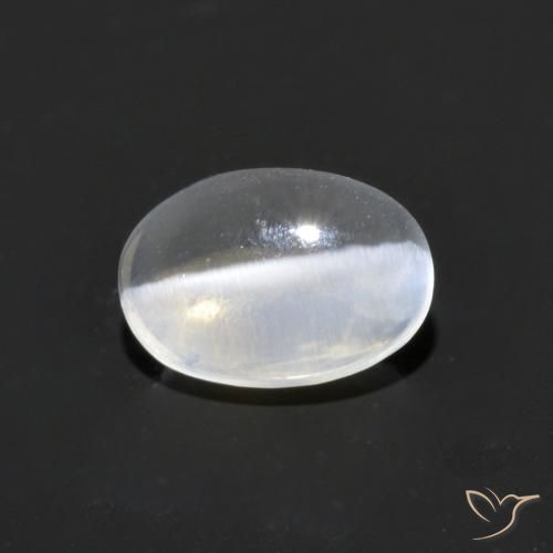 1.19ct Naturel Blanc clair Sillimanite œil de chat, ovale, Transparent