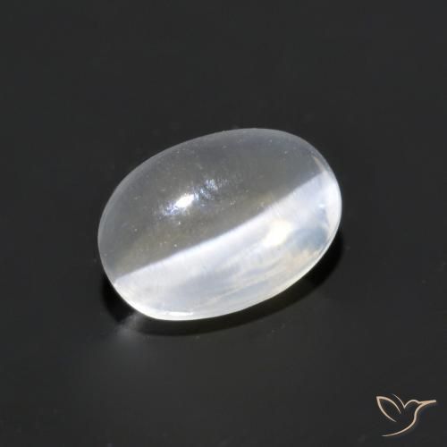 Sillimanite œil de chat Blanc clair naturelle ovale, 1.19 ct, Transparent