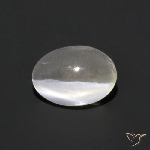 1.02ct Naturel Blanc chaud Sillimanite œil de chat, ovale, Transparent