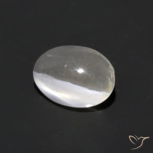 Sillimanite œil de chat Blanc chaud naturelle ovale, 1.02 ct, Transparent