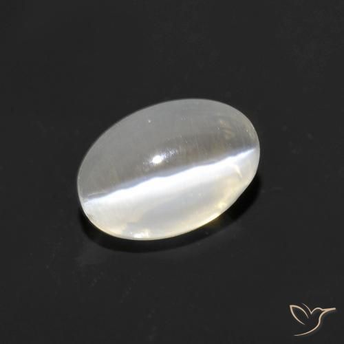 1.06ct Naturel Blanc chaud Sillimanite œil de chat, ovale, Transparent