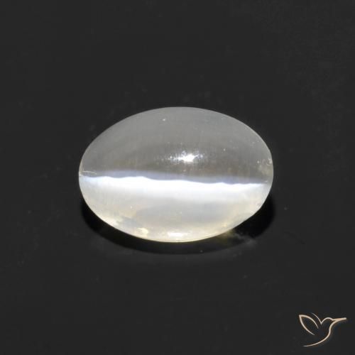 Sillimanite œil de chat Blanc chaud naturelle ovale, 1.06 ct, Transparent