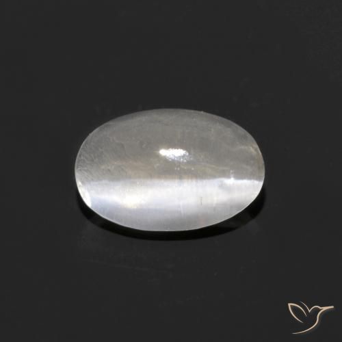 Sillimanite œil de chat Blanc naturelle ovale, 0.92 ct, Transparent