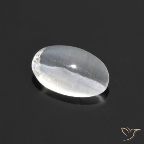 Sillimanite œil de chat Blanc naturelle ovale, 1.10 ct, Transparent