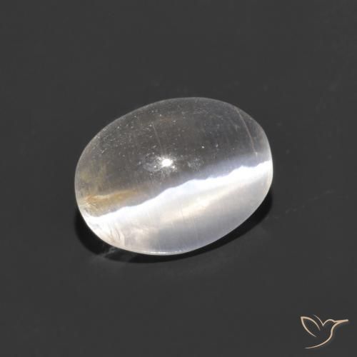 0.78ct Naturel Blanc chaud Sillimanite œil de chat, ovale, Transparent