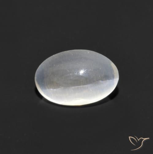0.88ct Naturel Blanc clair Sillimanite œil de chat, ovale, Transparent