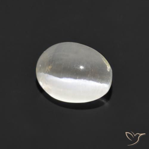 Sillimanite œil de chat Blanc chaud naturelle ovale, 1.07 ct, Transparent