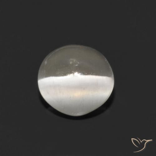 0.79ct Naturel Blanc chaud Sillimanite œil de chat, ovale, Transparent