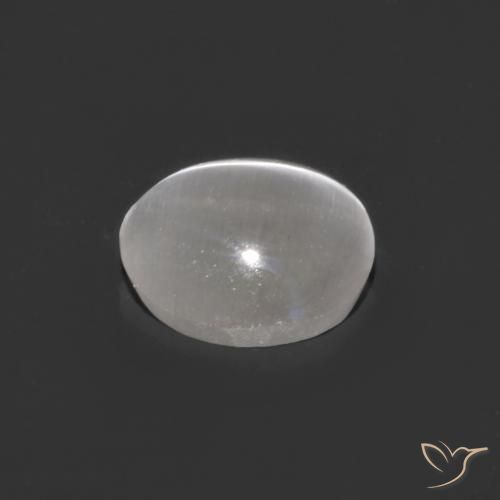 Sillimanite œil de chat Blanc clair naturelle ovale, 0.75 ct, Transparent