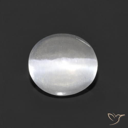 1.16ct Naturel Blanc clair Sillimanite œil de chat, ovale, Transparent