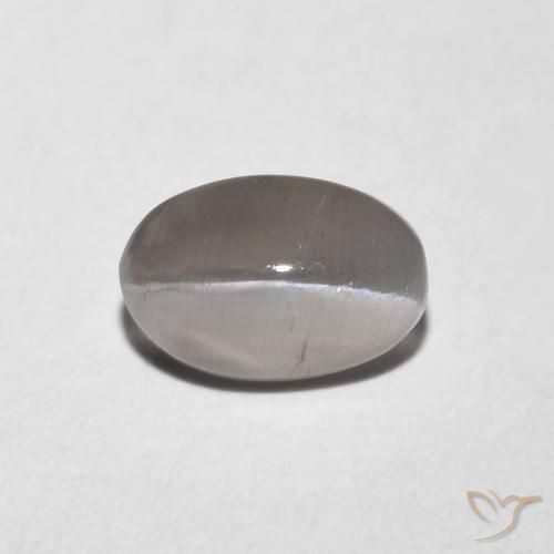 0.99ct Naturel Gris très clair Sillimanite œil de chat, ovale, Transparent
