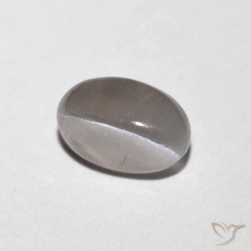 Sillimanite œil de chat Gris très clair naturelle ovale, 0.99 ct, Transparent