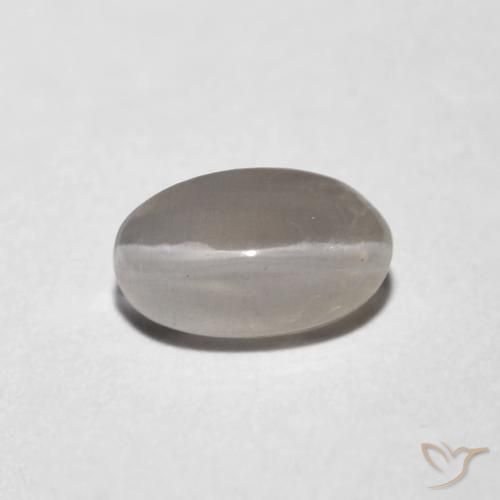 1.06ct Naturel Gris très clair Sillimanite œil de chat, ovale, Transparent