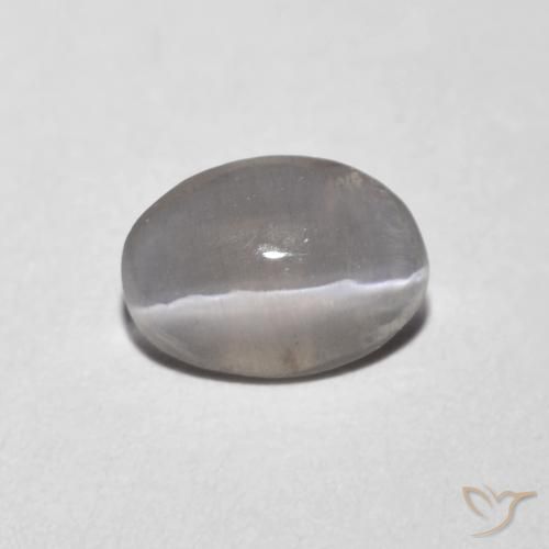 0.73ct Naturel Gris très clair Sillimanite œil de chat, ovale, Transparent