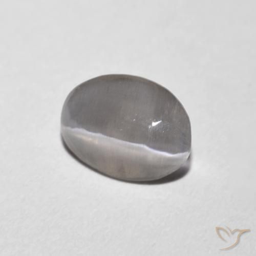 Sillimanite œil de chat Gris très clair naturelle ovale, 0.73 ct, Transparent
