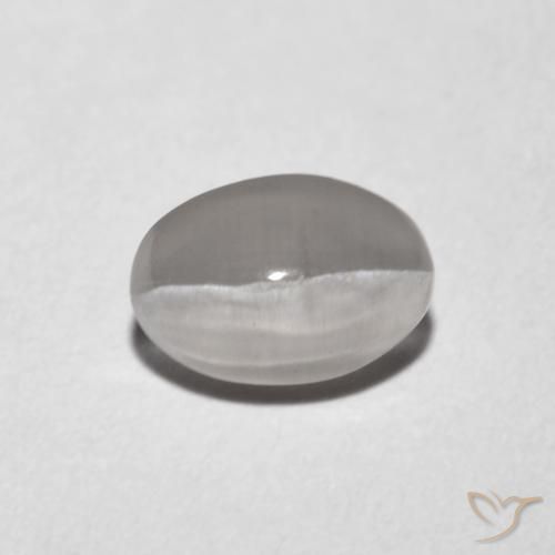 1.18ct Naturel Gris très clair Sillimanite œil de chat, ovale, Transparent