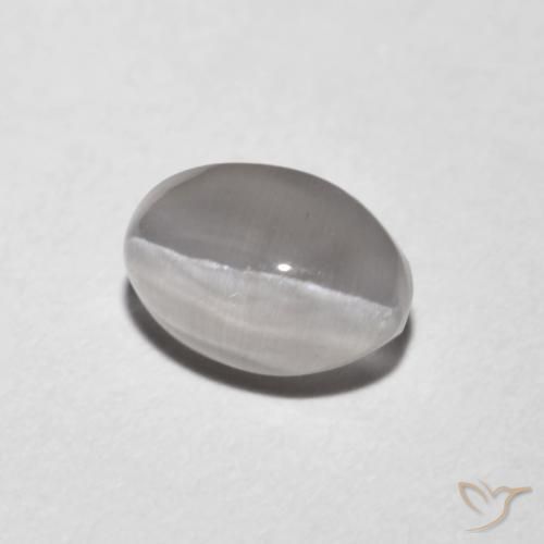 Sillimanite œil de chat Gris très clair naturelle ovale, 1.18 ct, Transparent